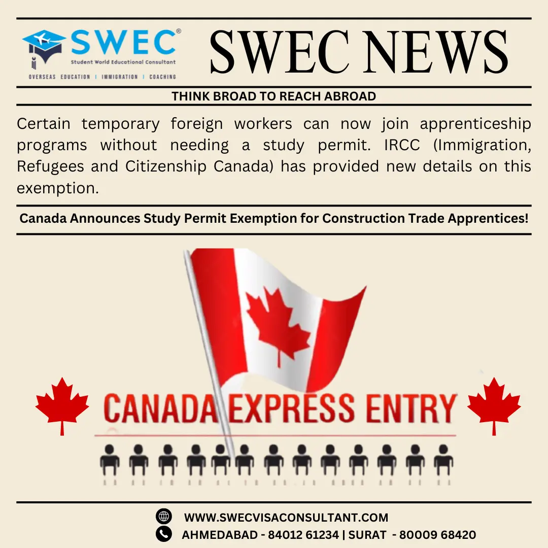 Canada Introduces Study Permit Exemption for Construction Trade Apprentices